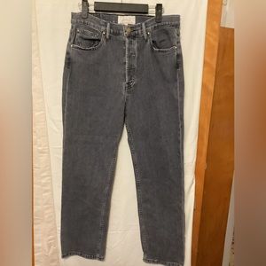 THE GREAT. Gray Straight Leg Jeans